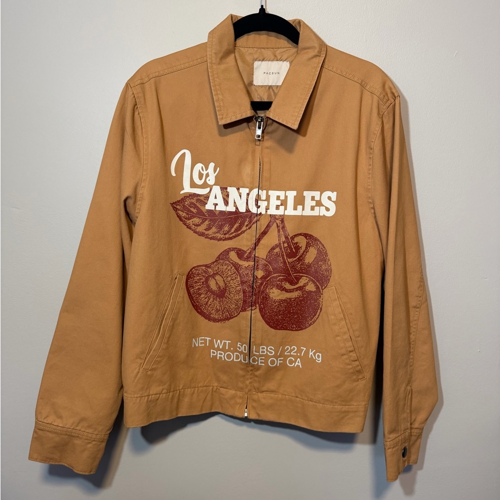 PacSun Tan Los Angeles Cherry Print Shirt Jacket
